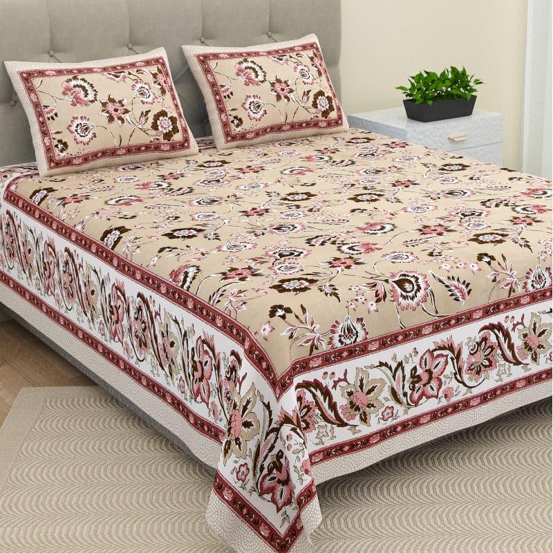 Buy Yahan Floral Bedsheet - Beige Bedsheets from Vaaree