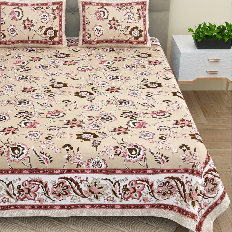 Buy Yahan Floral Bedsheet - Beige Bedsheets from Vaaree