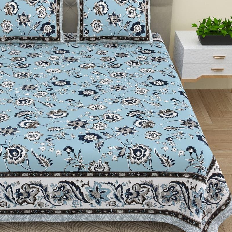 Buy Yahan Floral Bedsheet - Blue Bedsheets from Vaaree