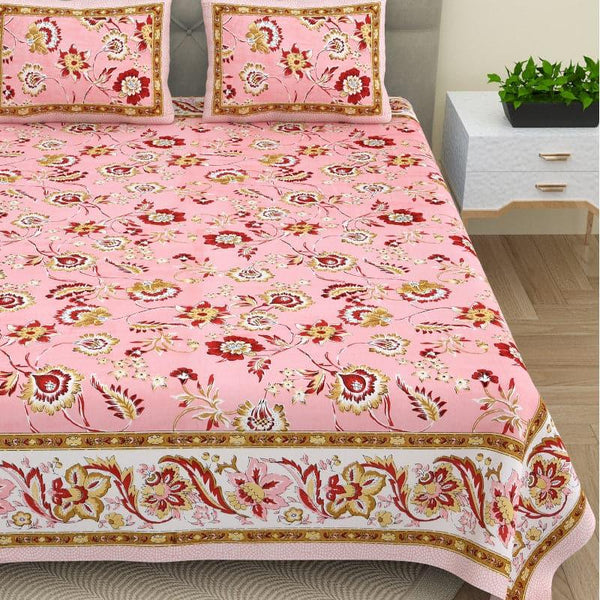 Buy Yahan Floral Bedsheet - Pink Bedsheets from Vaaree