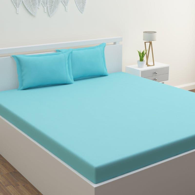 Buy Yana Solid Bedsheet - Aqua Bedsheets from Vaaree