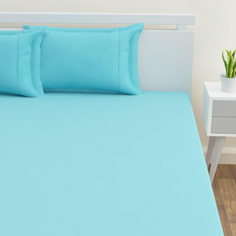 Buy Yana Solid Bedsheet - Aqua Bedsheets from Vaaree