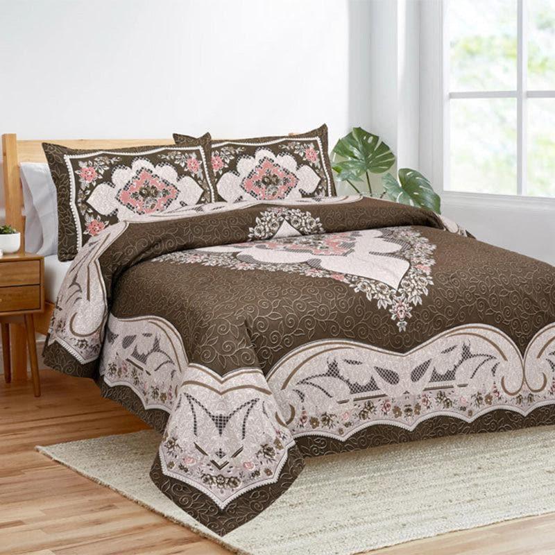 Bedsheets - Yashita Printed Bedsheet - Dark Brown