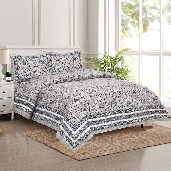 Buy Yuvara Floral Bedsheet - Grey Bedsheets from Vaaree