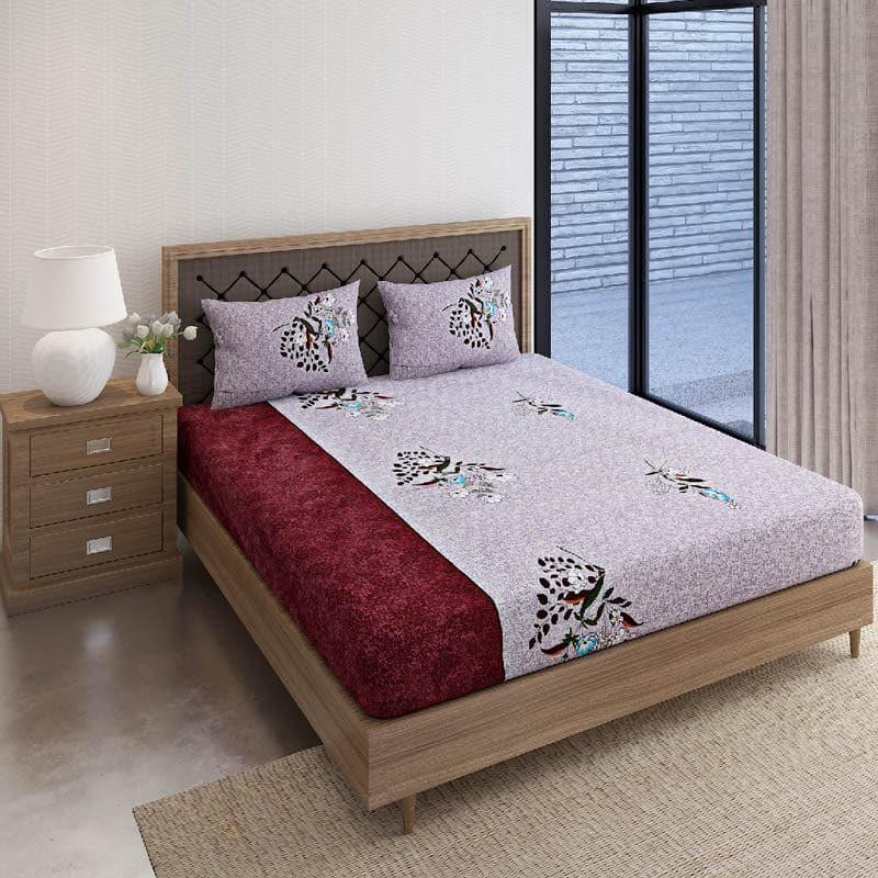 Buy Zarela Floral Bedsheet - Maroon Bedsheets from Vaaree