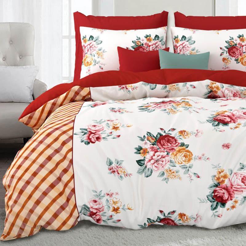 Buy Zari Floral Bedsheet - Red Bedsheets from Vaaree