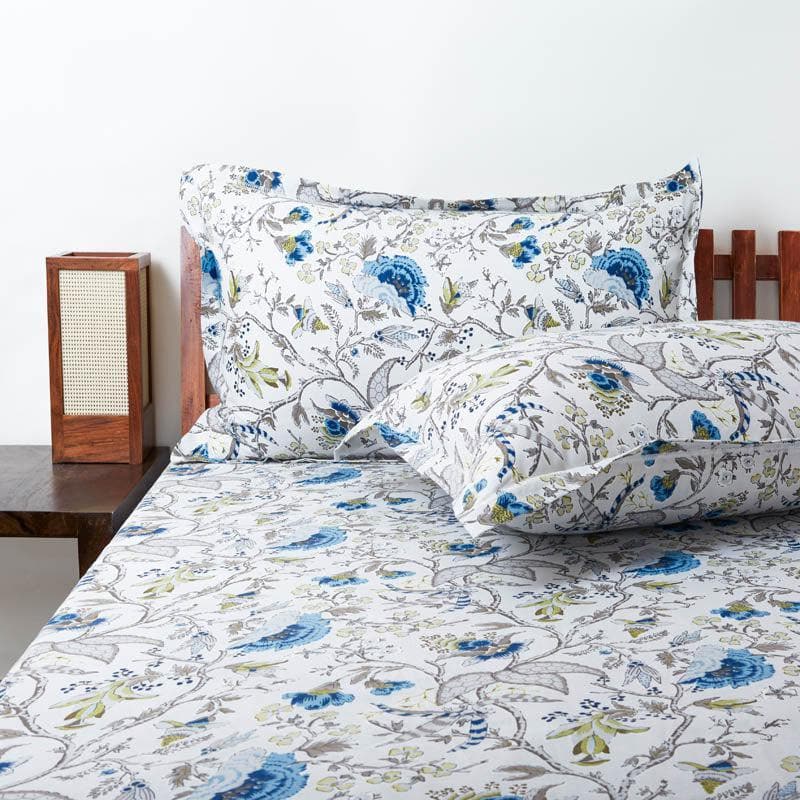 Buy Zemia Printed Bedsheet - Blue Bedsheets from Vaaree