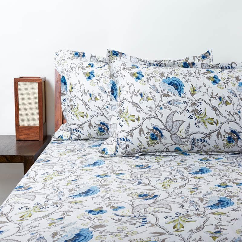 Buy Zemia Printed Bedsheet - Blue Bedsheets from Vaaree