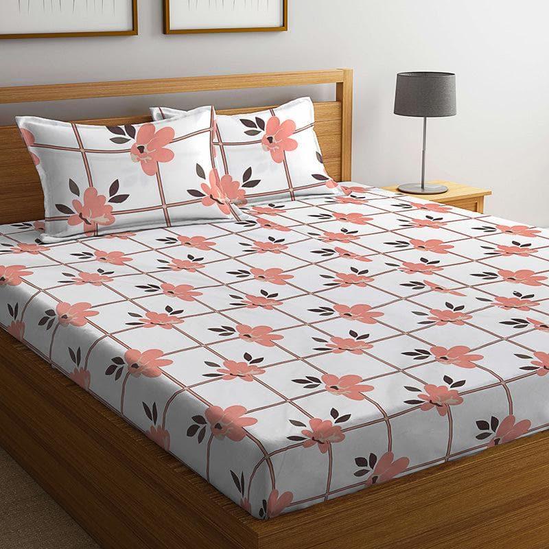 Buy Zephyr Checkered Bedsheet - Peach Bedsheets from Vaaree