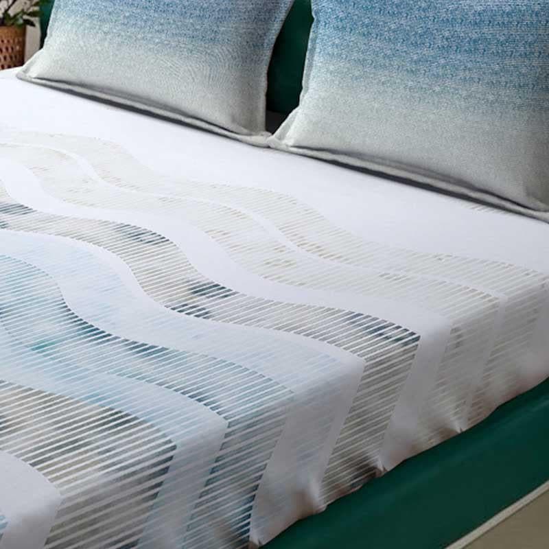 Buy Zigzag Zest Bedsheet - Blue Bedsheets from Vaaree