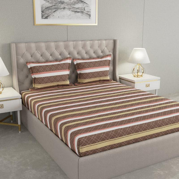 Buy Zinnia Stripe Bedsheet - Brown Bedsheets from Vaaree