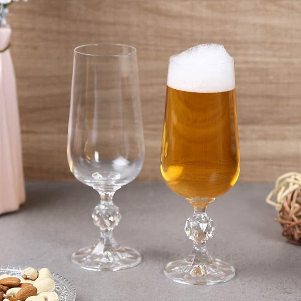 Buy Olvia Crystal Beer Glass (280 ML) - Set Of Six Beer Mug & Glass from Vaaree