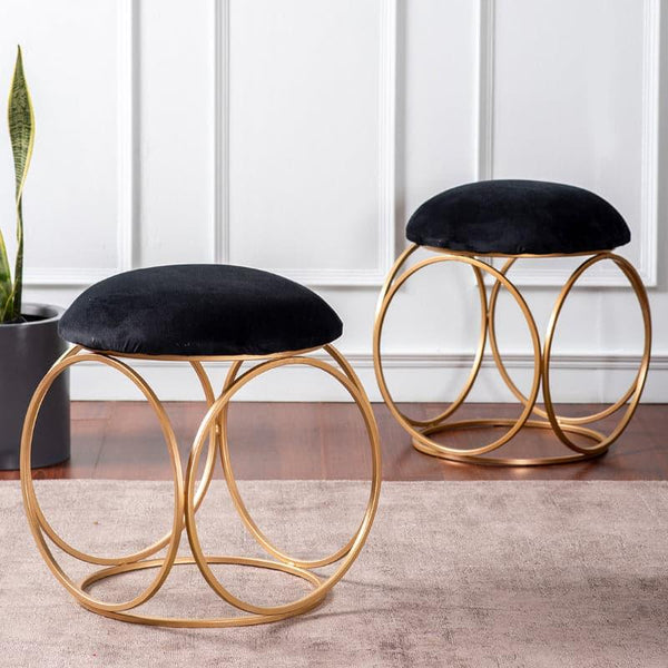 Buy Adina Velvet Stool (Black) - Set Of Two Benches & Stools from Vaaree