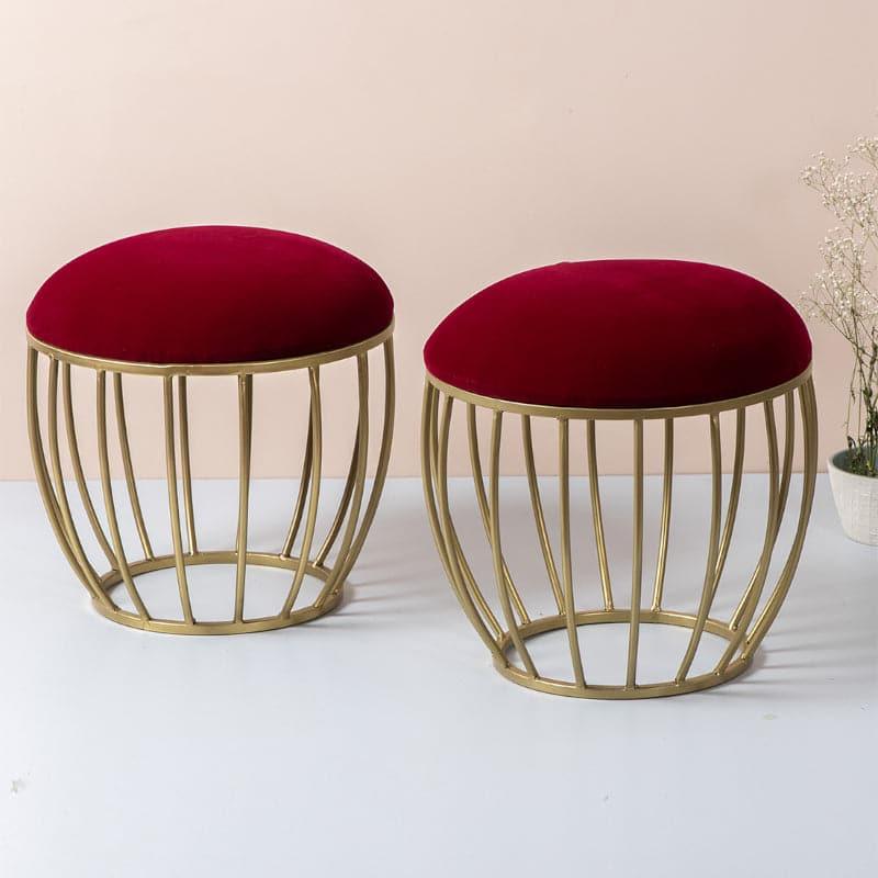 Buy Candace Velvet Stool (Red) - Set Of Two Benches & Stools from Vaaree