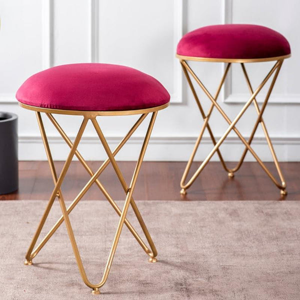 Benches & Stools - Jada Velvet Stool (Red) - Set Of Two