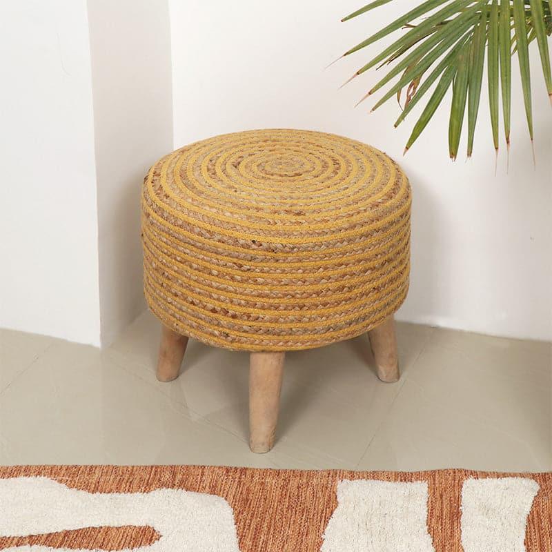 Benches & Stools - Junis Striped Juco Stool - Beige