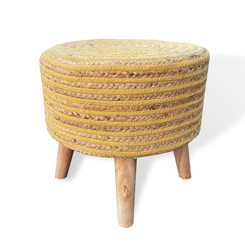 Benches & Stools - Junis Striped Juco Stool - Beige