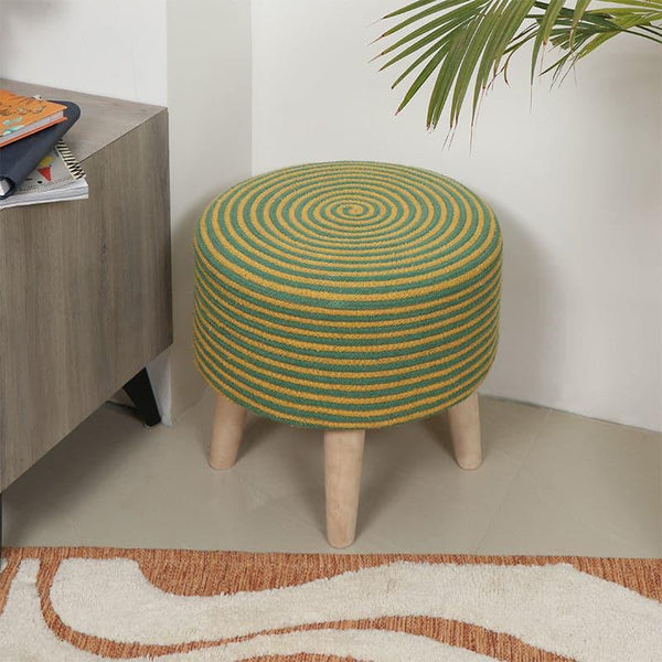 Buy Junis Striped Juco Stool - Yellow Benches & Stools from Vaaree