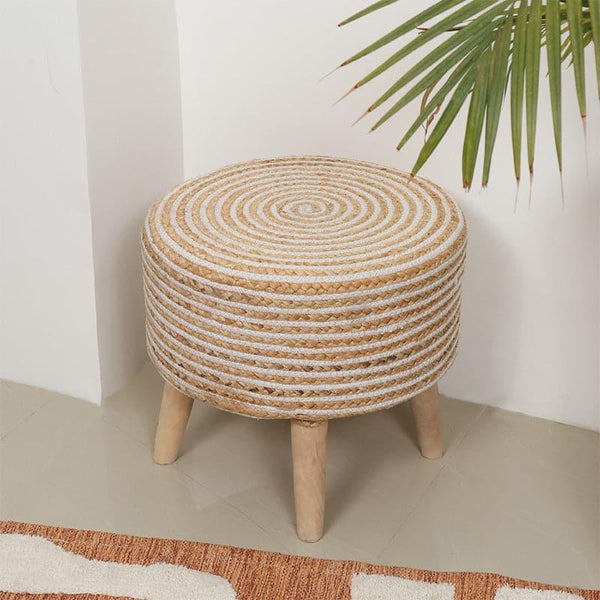 Buy Benches & Stools - Mario Striped Juco Stool - White at Vaaree online