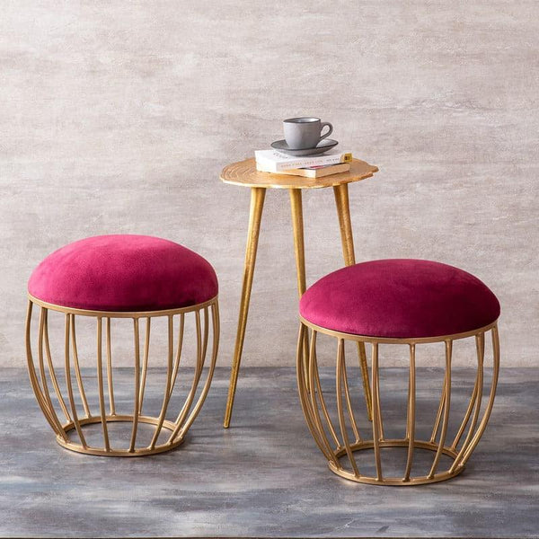Buy Benches & Stools - Zorka Ottoman And Side Table Combo - Set Of Three at Vaaree online