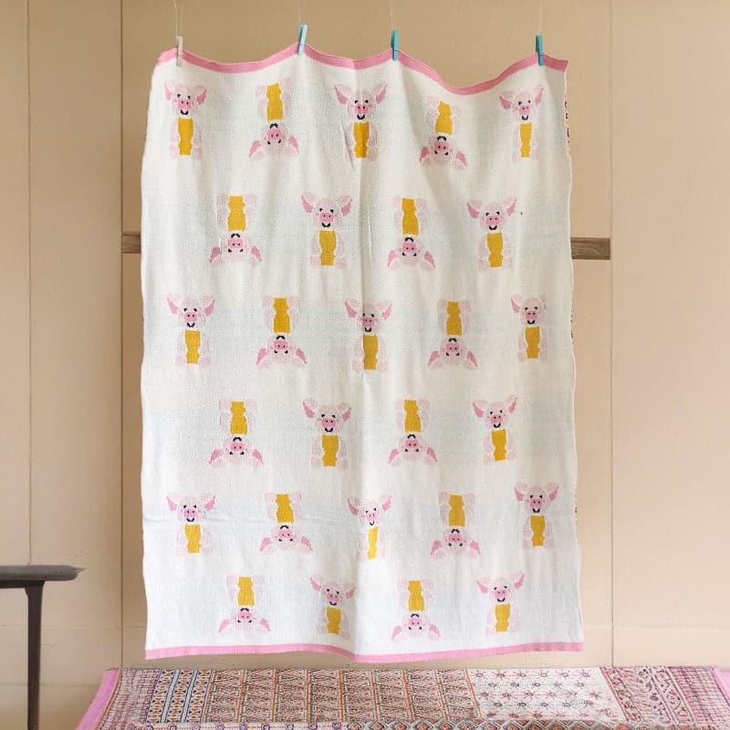 Buy Miss Piglet Knitted Cotton Baby Blanket Blankets from Vaaree