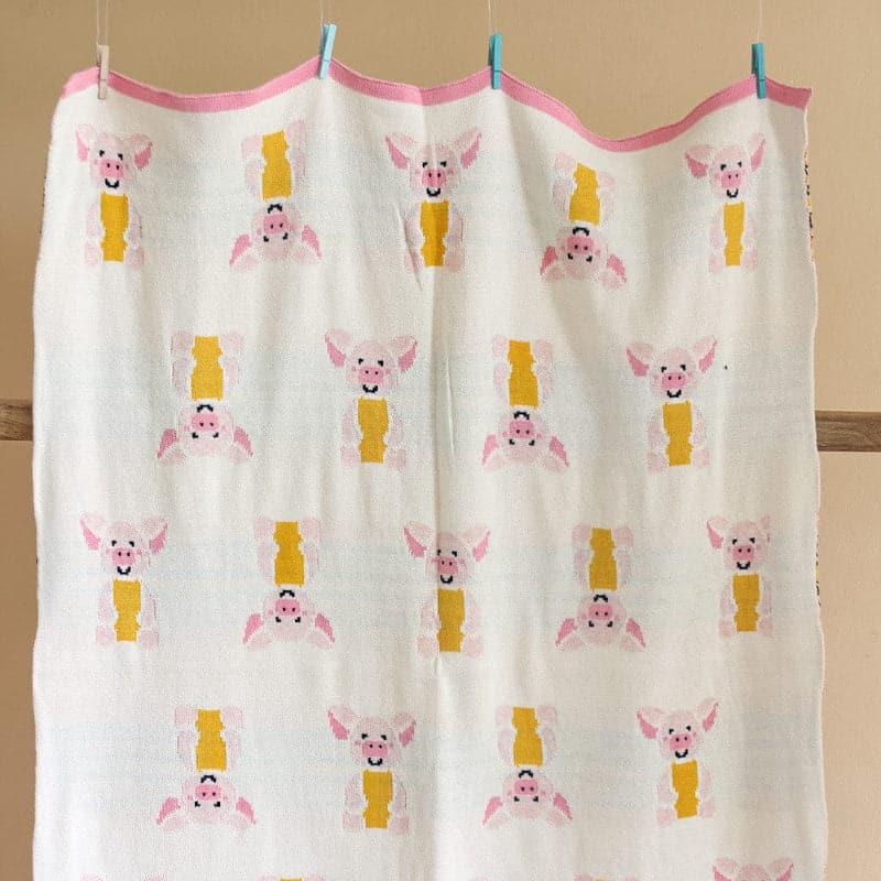 Buy Miss Piglet Knitted Cotton Baby Blanket Blankets from Vaaree