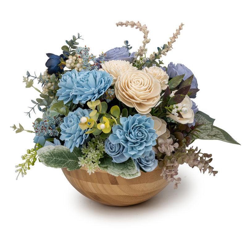 Buy Madva Solawood Floral Bunch In Wooden Pot Artificial Flowers from Vaaree