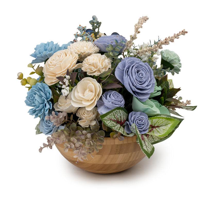 Buy Madva Solawood Floral Bunch In Wooden Pot Artificial Flowers from Vaaree