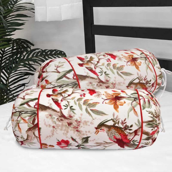 Buy Chidhiya Bolster Cover (Red) - Set Of Two Bolster Covers from Vaaree