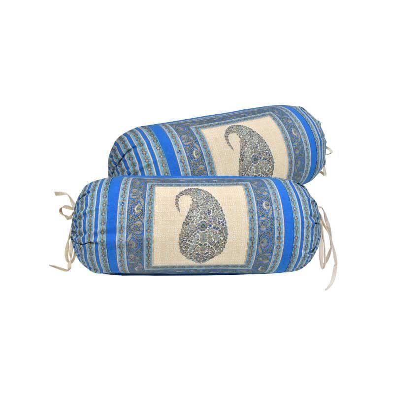 Buy Kavita Ethnic Printed Bolster Cover (Blue) - Set Of Two Bolster Covers from Vaaree