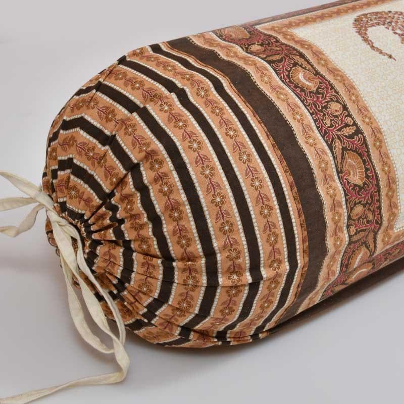 Buy Kavita Ethnic Printed Bolster Cover (Brown) - Set Of Two Bolster Covers from Vaaree