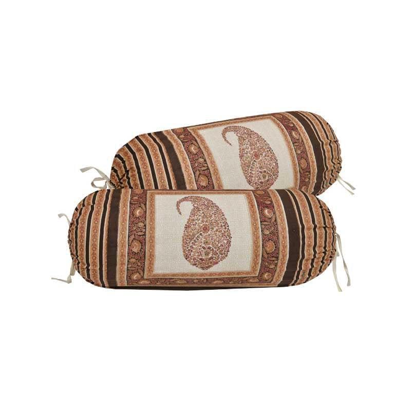 Buy Kavita Ethnic Printed Bolster Cover (Brown) - Set Of Two Bolster Covers from Vaaree