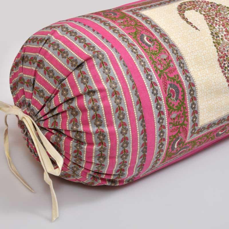 Buy Kavita Ethnic Printed Bolster Cover (Pink) - Set Of Two Bolster Covers from Vaaree