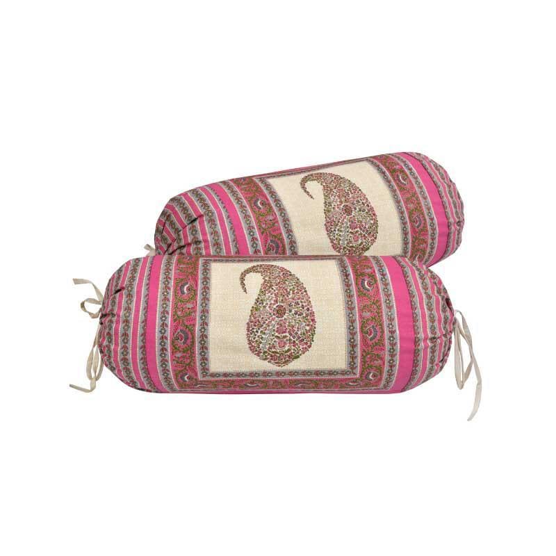 Buy Kavita Ethnic Printed Bolster Cover (Pink) - Set Of Two Bolster Covers from Vaaree