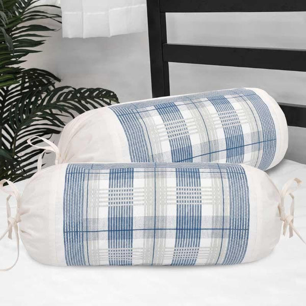 Buy Bolster Covers - Lipika Stripe Printed Bolster Cover (Blue) - Set Of Two at Vaaree online