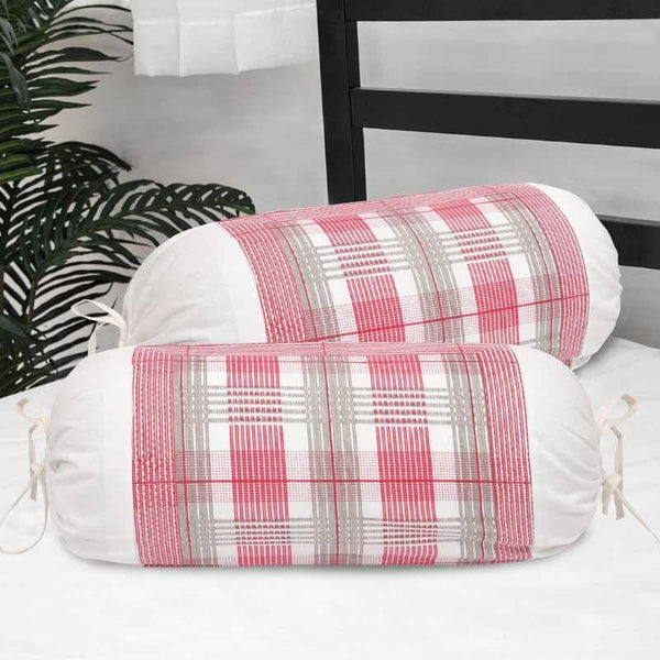 Buy Bolster Covers - Lipika Stripe Printed Bolster Cover (Pink) - Set Of Two at Vaaree online
