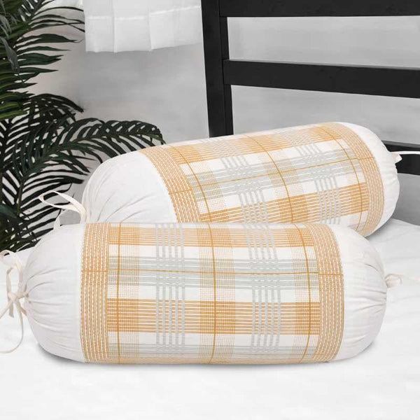 Buy Lipika Stripe Printed Bolster Cover (Yellow) - Set Of Two Bolster Covers from Vaaree