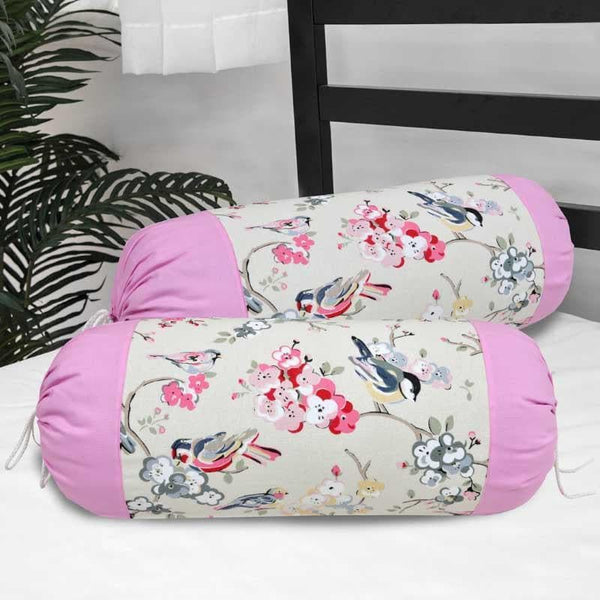 Buy Qudrat Bolster Cover (Pink) - Set Of Two Bolster Covers from Vaaree