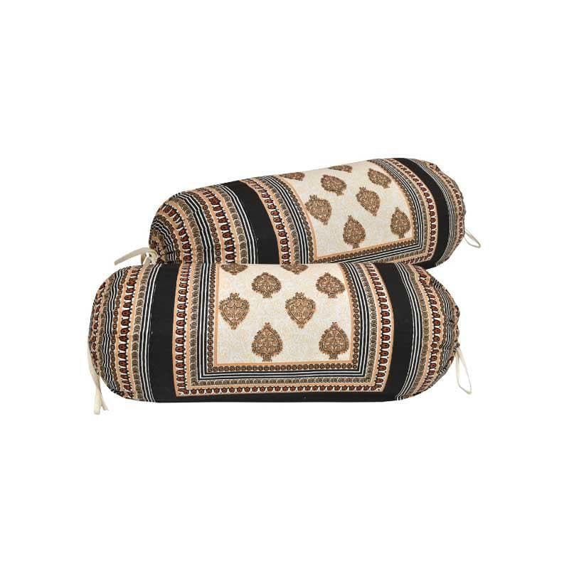 Buy Saroj Ethnic Printed Bolster Cover (Brown) - Set Of Two Bolster Covers from Vaaree