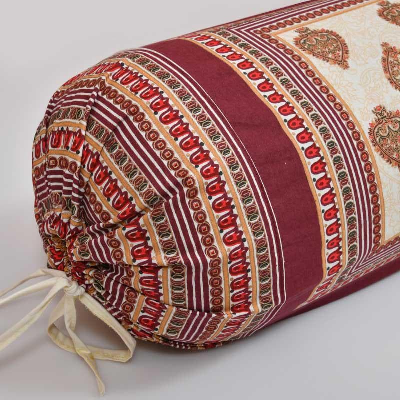 Buy Saroj Ethnic Printed Bolster Cover (Maroon) - Set Of Two Bolster Covers from Vaaree