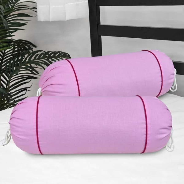 Buy Solid Grace Bolster Cover (Pink) - Set Of Two Bolster Covers from Vaaree