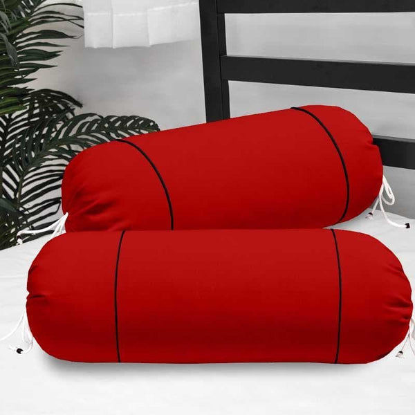 Buy Solid Grace Bolster Cover (Red) - Set Of Two Bolster Covers from Vaaree