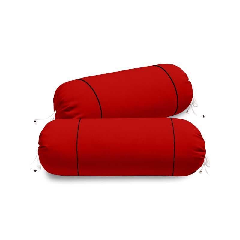 Buy Solid Grace Bolster Cover (Red) - Set Of Two Bolster Covers from Vaaree