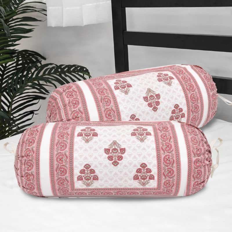 Buy Tarini Ethnic Printed Bolster Cover (Pink) - Set Of Two Bolster Covers from Vaaree