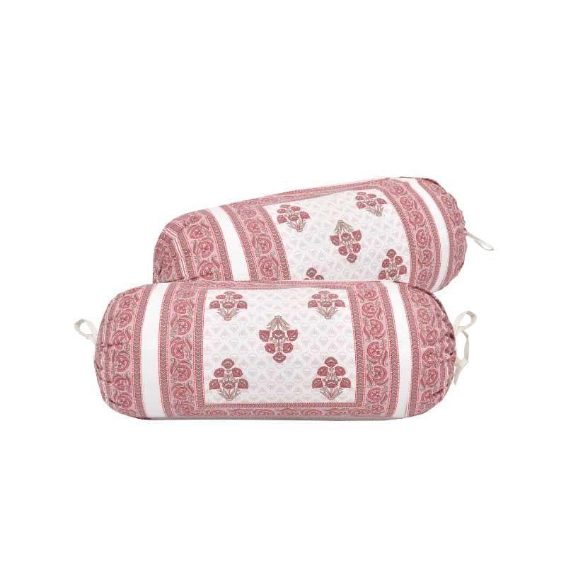 Bolster Covers - Tarini Ethnic Printed Bolster Cover (Pink) - Set Of Two