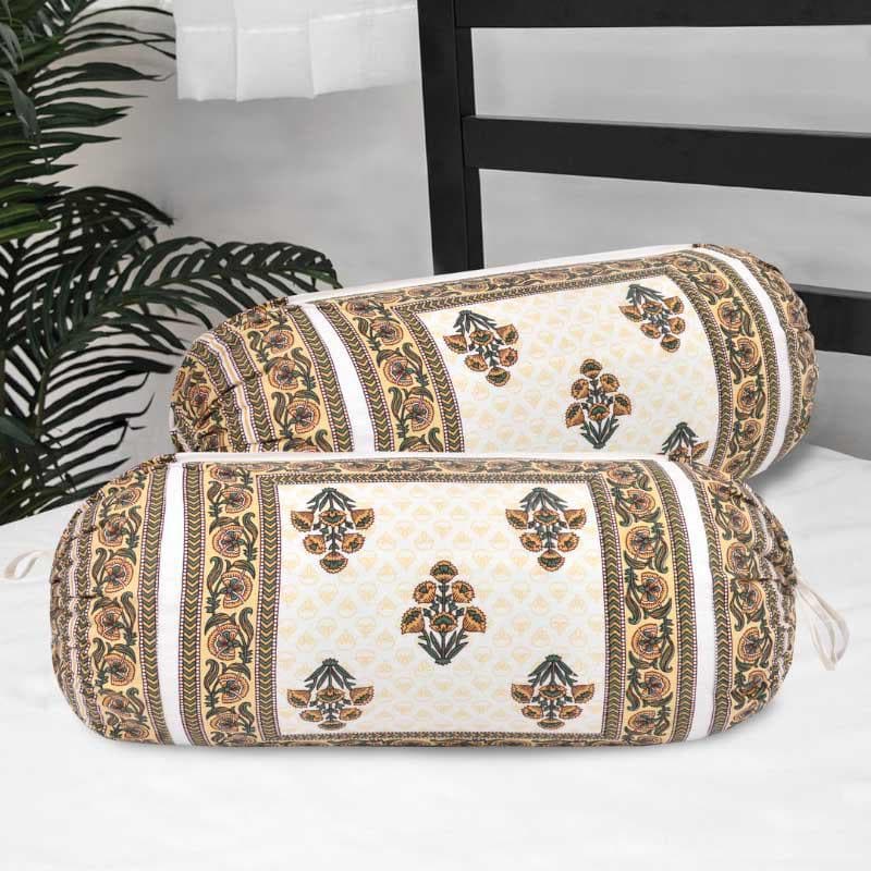 Buy Tarini Ethnic Printed Bolster Cover (Yellow) - Set Of Two Bolster Covers from Vaaree