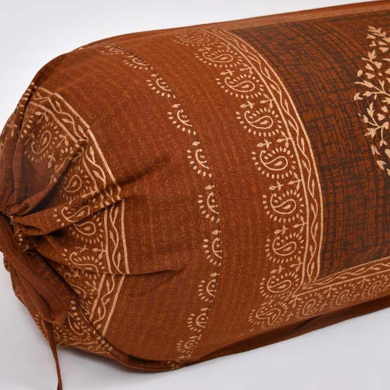 Buy Trupti Ethnic Printed Bolster Cover (Brown) - Set Of Two Bolster Covers from Vaaree