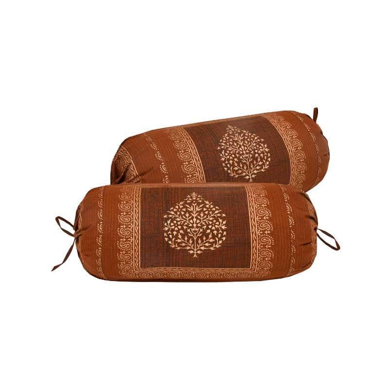 Buy Trupti Ethnic Printed Bolster Cover (Brown) - Set Of Two Bolster Covers from Vaaree