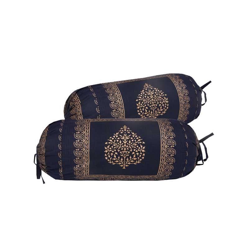 Buy Trupti Ethnic Printed Bolster Cover (Navy) - Set Of Two Bolster Covers from Vaaree