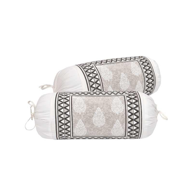 Buy Ushamita Printed Bolster Cover (Grey) - Set Of Two Bolster Covers from Vaaree